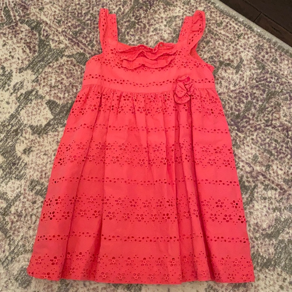 Janie and Jack Eyelet pink dress GUC 12-18 month